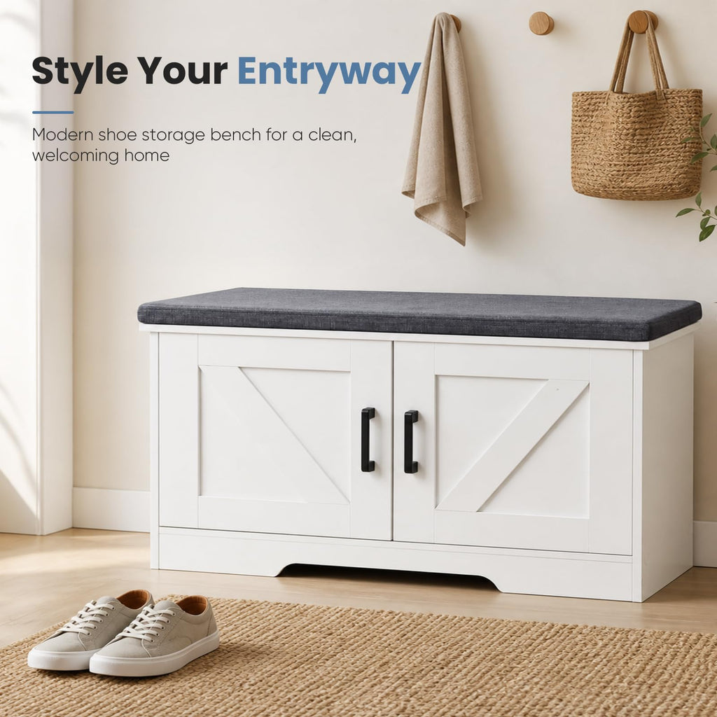 Shoe Bench with Storage, 39.4" Shoe Storage Bench