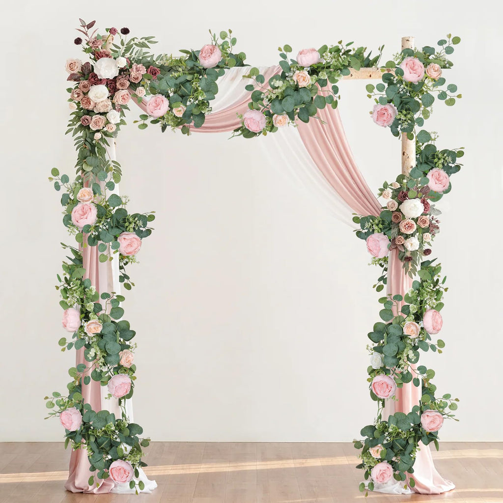 Artificial Eucalyptus Flower Garlands, Light Pink, 2PCS