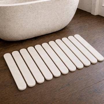 Foldable Stone Bath Mat Large 30" x 17" - Diatomaceous Earth Quick Drying Non-Slip Bathroom Mat - Super Absorbent