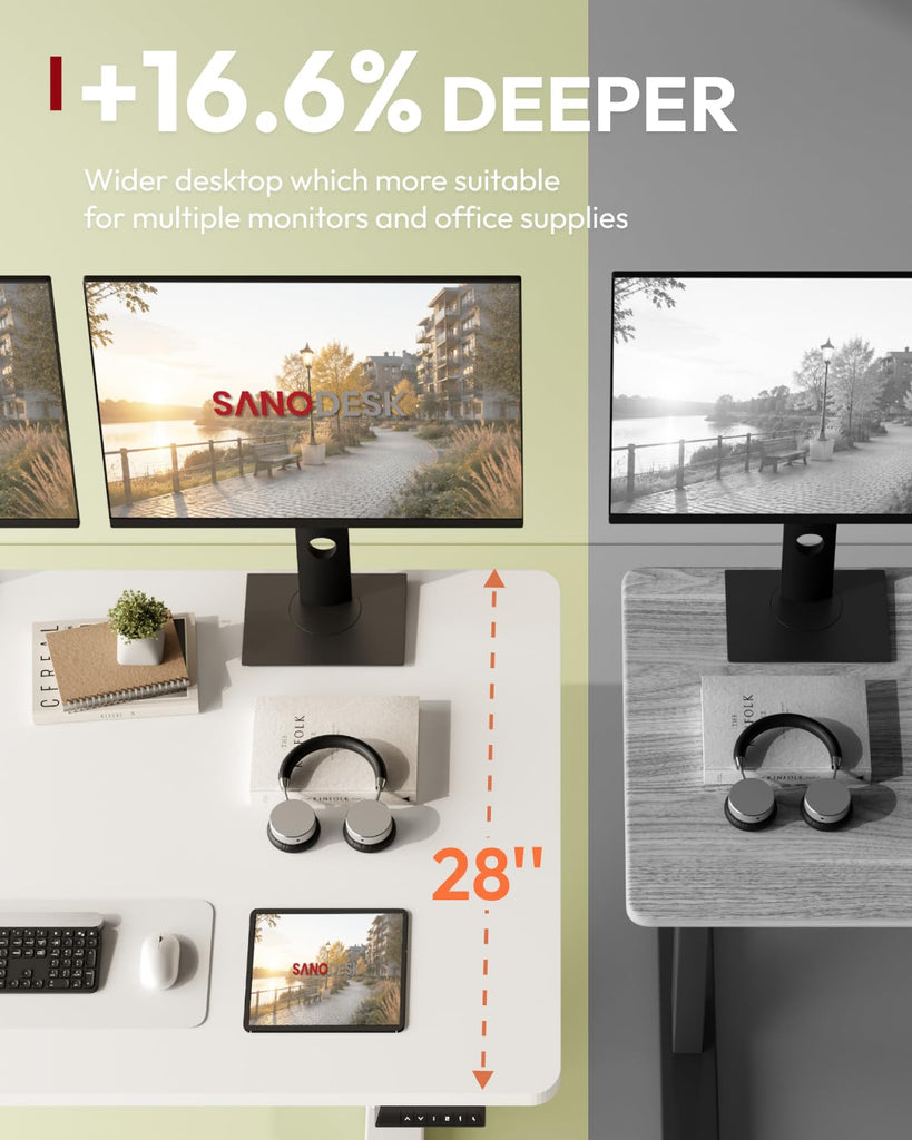 1'' Thick One-Piece 55 x 28'' Height Adjustable Standing Desk