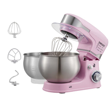 6-Speed 5.3QT+3.2QT Two-Bowl Stand Mixer, SAKURA PINK