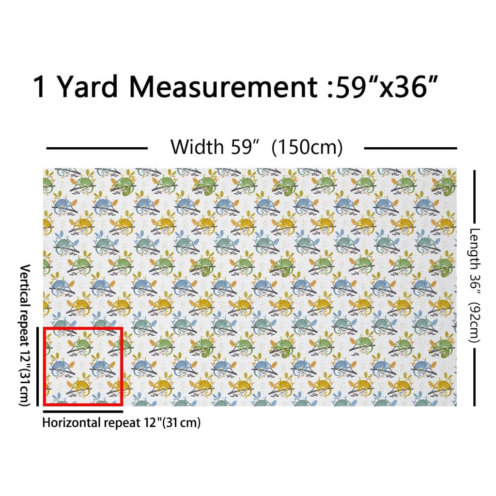 Cartoon Lizard Fabric by The Yard Cute Colorful Wild Animal Pattern No Stretch Fabric Green Outdoor Leaves Jungle