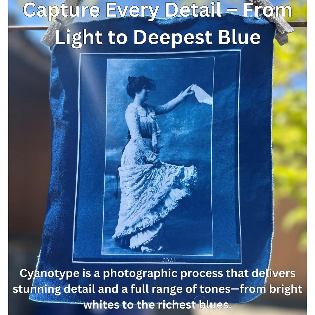 Cyanotype Fabric Sheets, Pre-Sensitized Cotton Sateen for Easy Sun Printing, Professional-Quality Fabric Sheets, Just