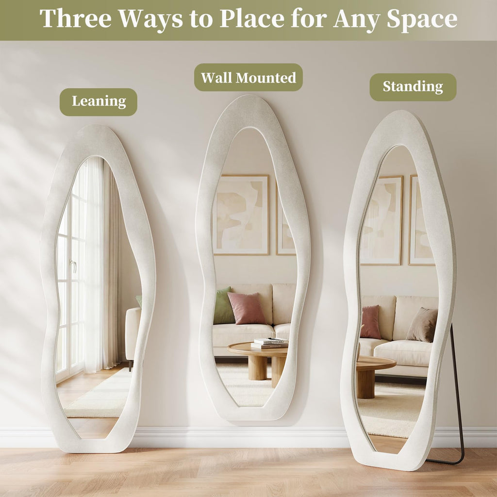 Full Length Mirror 63"x24", Irregular Flannel Floor Mirrors