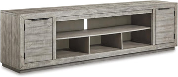 92" TV Stand with Electric Fireplace for TVs up to 105", Gray
