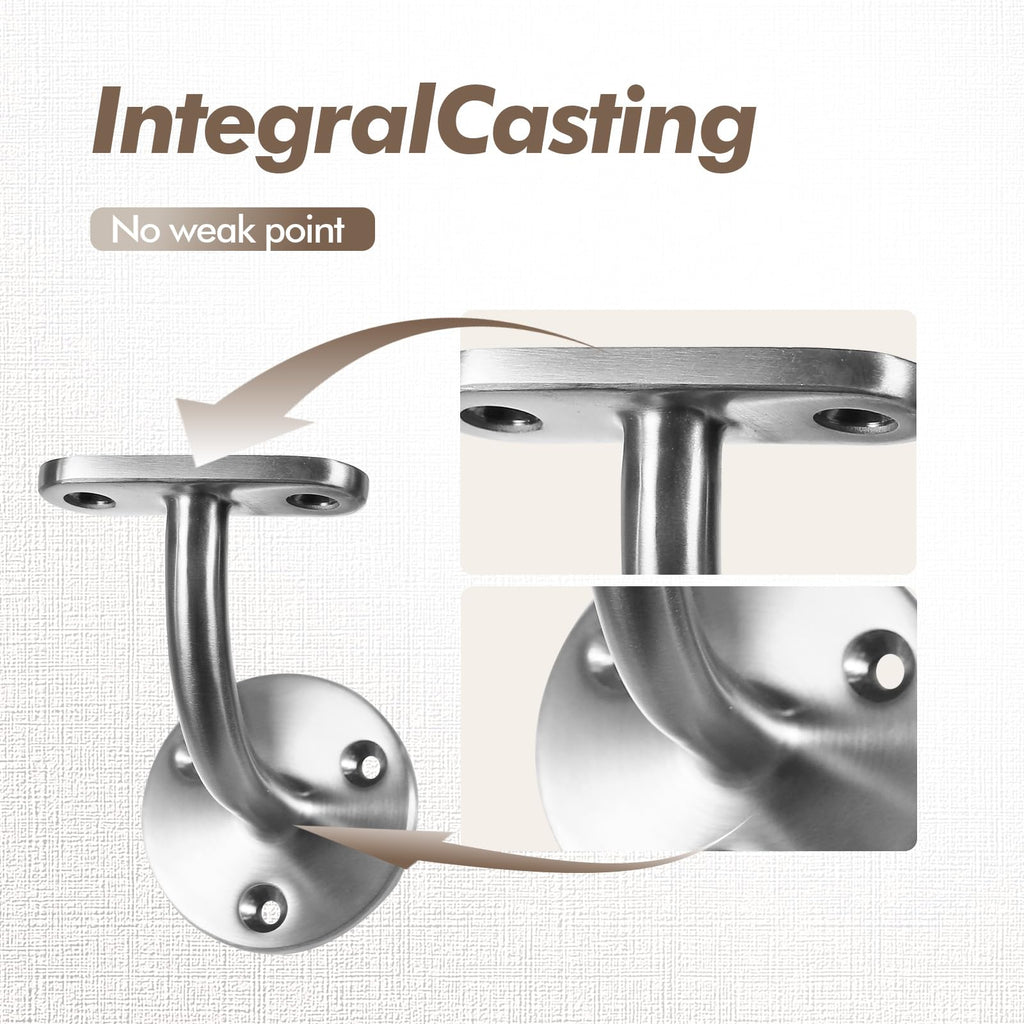 Heavy Duty Handrail Brackets, 316 Stainless Steel Wall Mount Hand Rail Bracket, Satin Finish Stair Railing Holder