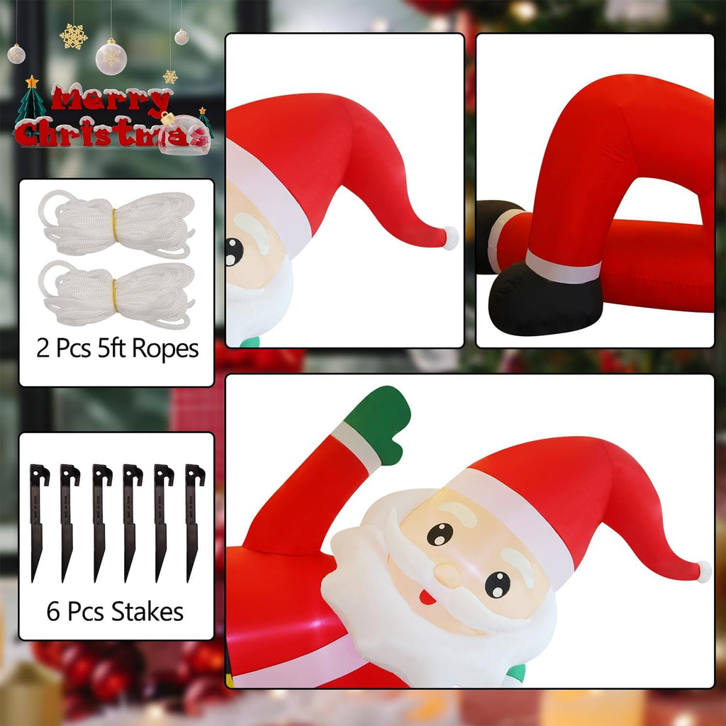 Christmas Inflatables Outdoor Decorations, 12FT Long Inflatable Xmas Santa Claus, Lighted Blow Up Giant Lying Santa