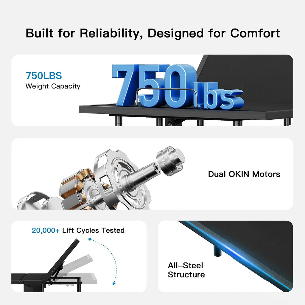 Full Adjustable Bed Frame with Massage, Electric Bed Base with Head & Foot Incline, USB-A & USB-C Ports, LED