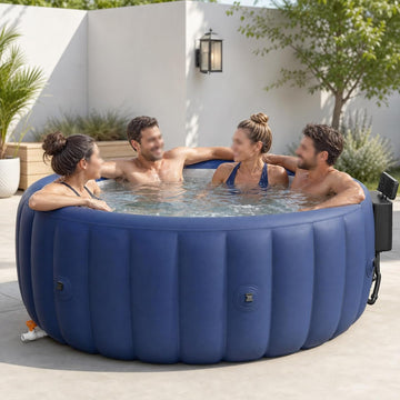 Inflatable Hot Tub, Round Blow up Portable Hot tub, Smooth Easy-Wipe Interior, Convenient Side Drain Spout, Blow Up