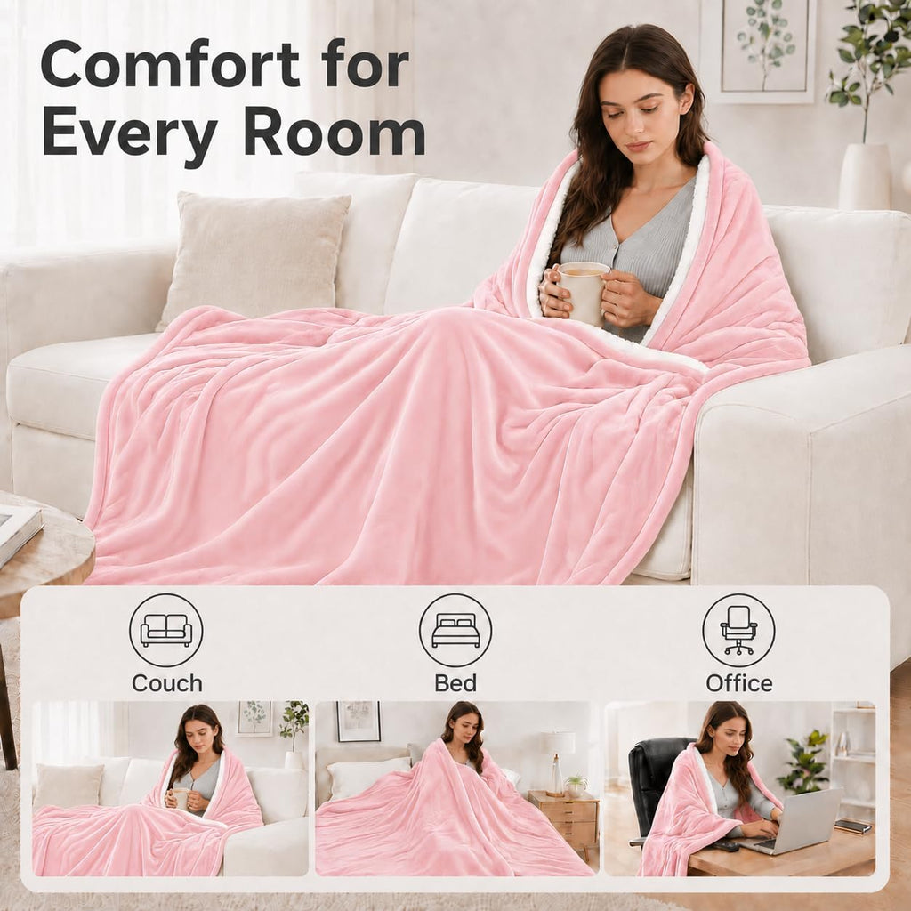Electric Heated Blanket 90" x 100", Soft Flannel for Bed, Couples, 10 Heat Settings, 1-12H Auto Shut Off