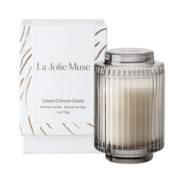 Linen Cotton Oasis Scented Candles, 7 oz Natural Soy