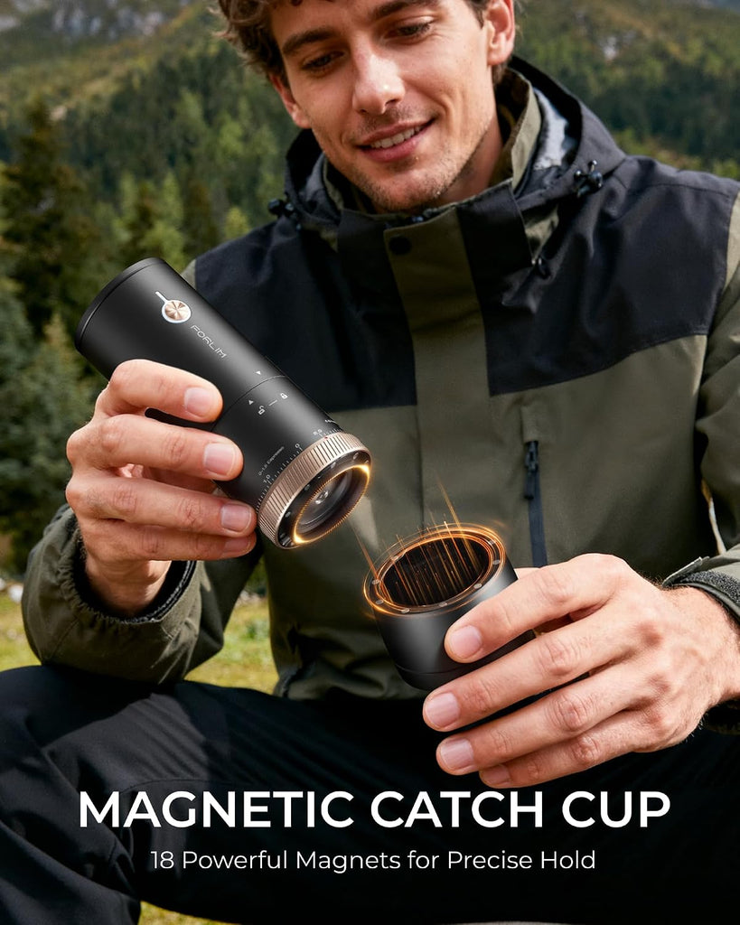 Portable Burr Coffee Grinder, 80 Precision Settings, Single-Dose | USB-C Rechargeable, Stainless Steel Conical Burrs