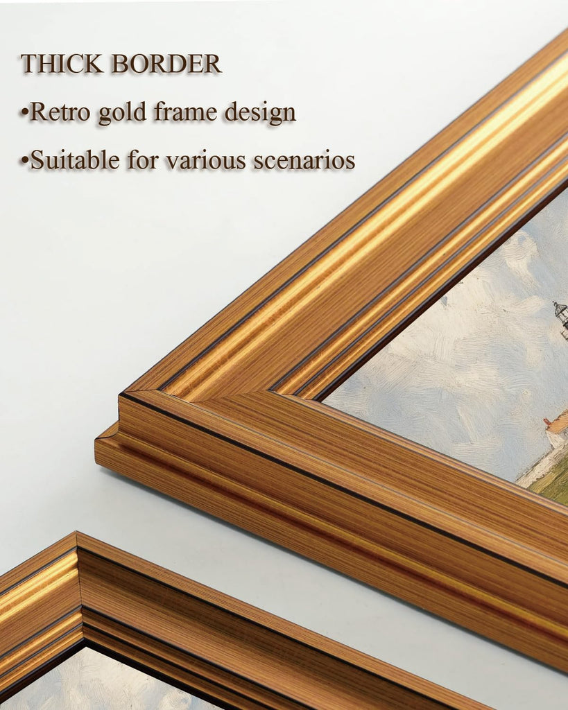 Gold Framed Wall Art Vintage Lighthouse Canvas Art Prints