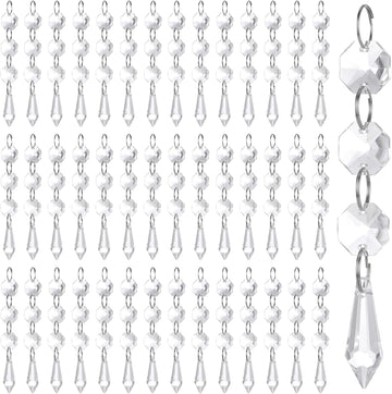100 Pcs Acrylic Hanging Crystals for Centerpieces Icicle Chandelier Garland Beads Strands Ornaments Clear Teardrop