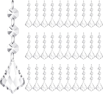 100 Pcs Hanging Crystals for Centerpieces Acrylic Chandelier Garland Beads Strands Prism Decorations Clear Teardrop