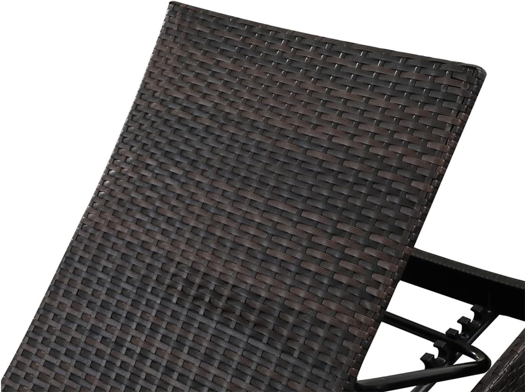 Outdoor Wicker Reclining Lounge Chairs Patio Rattan Chaise Lawn Sunbathing Chairs 79" Long Reclining Chairs, Set of 2