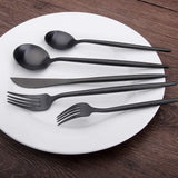 Matte Black Silverware Set, 30-Piece Stainless Steel Satin Finish Flatware Service for 6, Kitchen Utensils