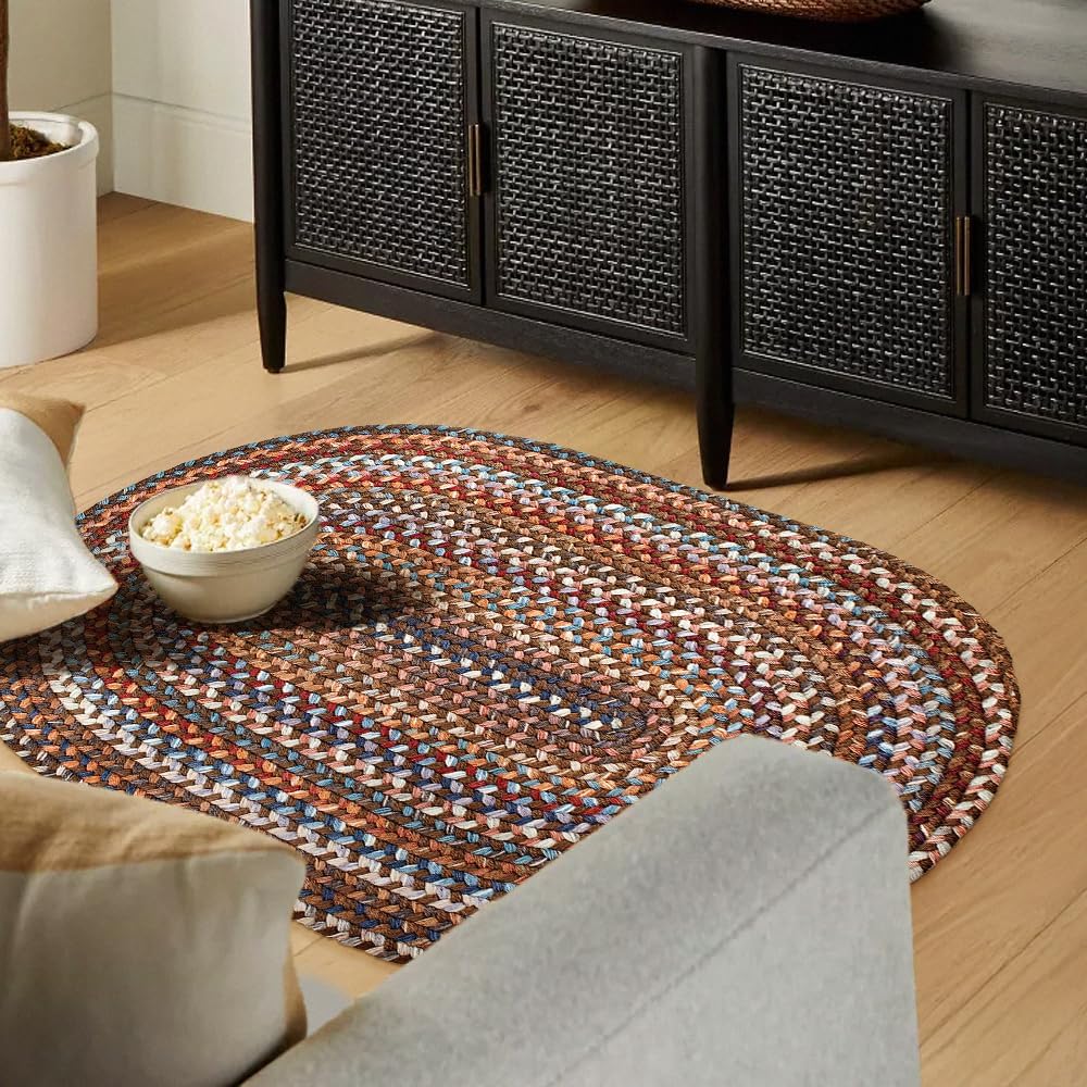 Ascot AC32 Walnut 2' x 3' Oval - Braided Area Rug, Home Decor, Floor Mat or Bedroom Rug - Easy Care, Ideal for High