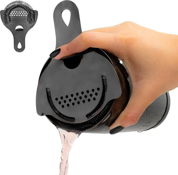 Black Hawthorne Strainer Cocktail, Bar Strainer Cocktail, with High-Density Spring, Mirrored Drink Strainer, Cocktail