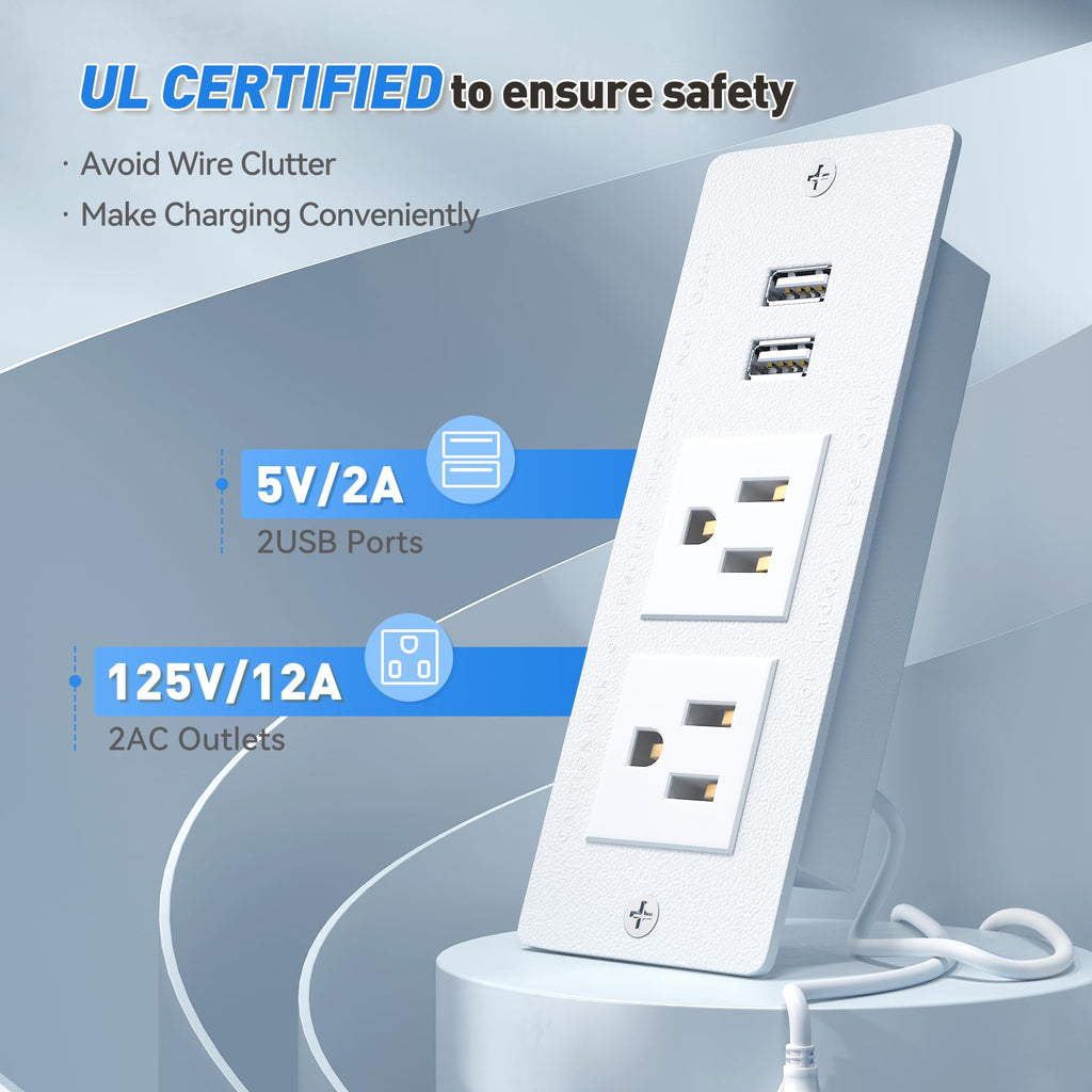 55" W with Charging Station & LED Light, White