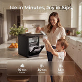 Nugget Ice Maker Countertop: 44lb/Day, Self-Cleaning, Black Stainless Steel, Portable, Soft Chewable Pebble Ice