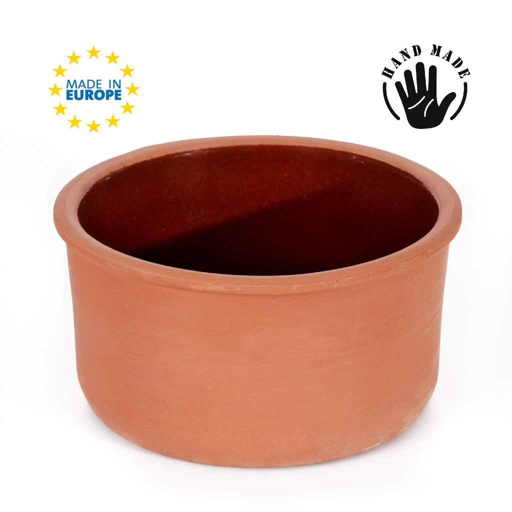 Clay Yogurt Pot, Inner Glazed Terracotta Cookware, Earthen Casserole Bowls for Oven Cooking, Terra Cotta Deep Pan for