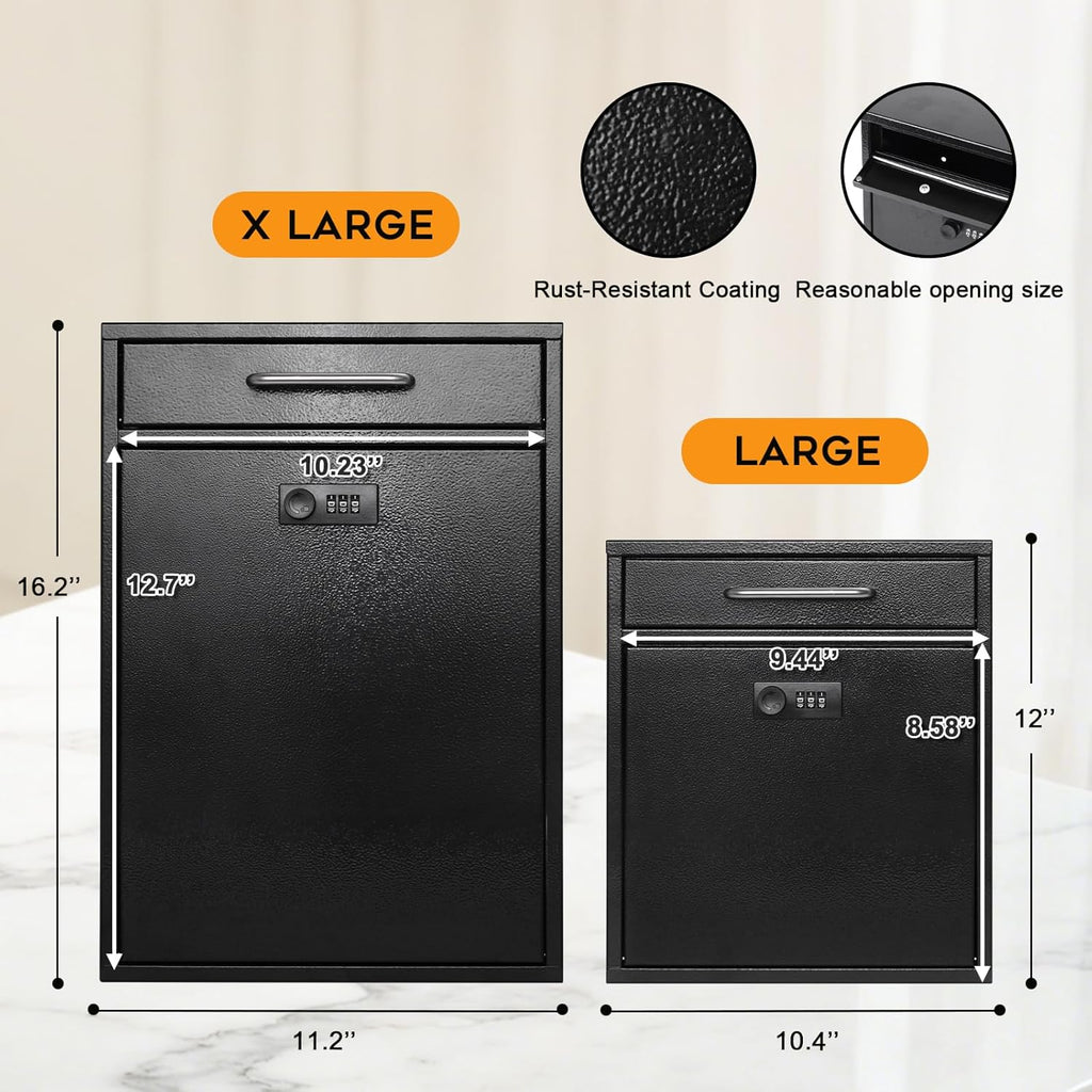 Wall Mount Mailboxes with Combination Lock, Wall Mail Box with Lock, Hanging Secured Postbox, Security Key Drop Box