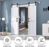 42 x 84 inch (Double 21x84 Door) White Barn Door with 7FT Sliding Door Hardware Kit Included & Handl