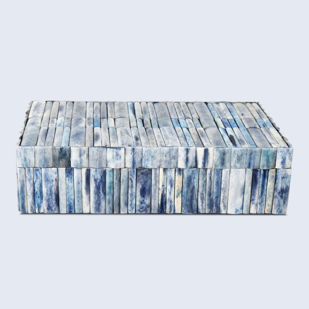 Decorative Storage Box 10x6 - Remote Organizer Box with Lid, Modern Decorative Keepsake Box, Boho Shelf Décor