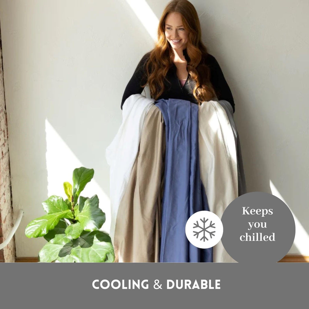DreamChill Cooling Bamboo Viscose Sheets for Hot Sleepers with Elastic Corner Straps 20 inch Extra Deep Pocket