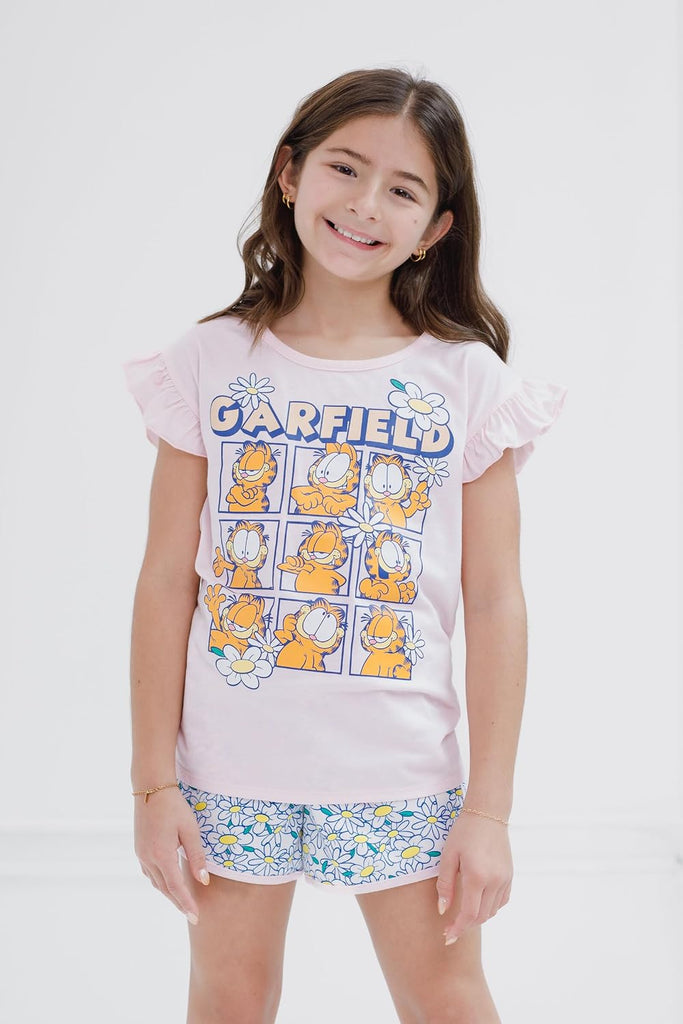 Girls T-Shirt and French Terry Dolphin Shorts Outfit Set Toddler to Big Kid - 14-16)
