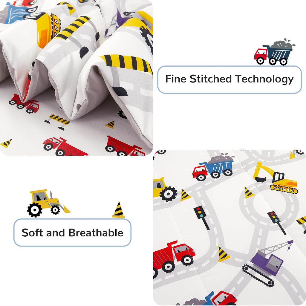 Kids Twin Bedding Sets for Boys, Girls Soft Twin Comforter Set with Sheets, 5 Pieces Microfiber Bed in a Bag, White