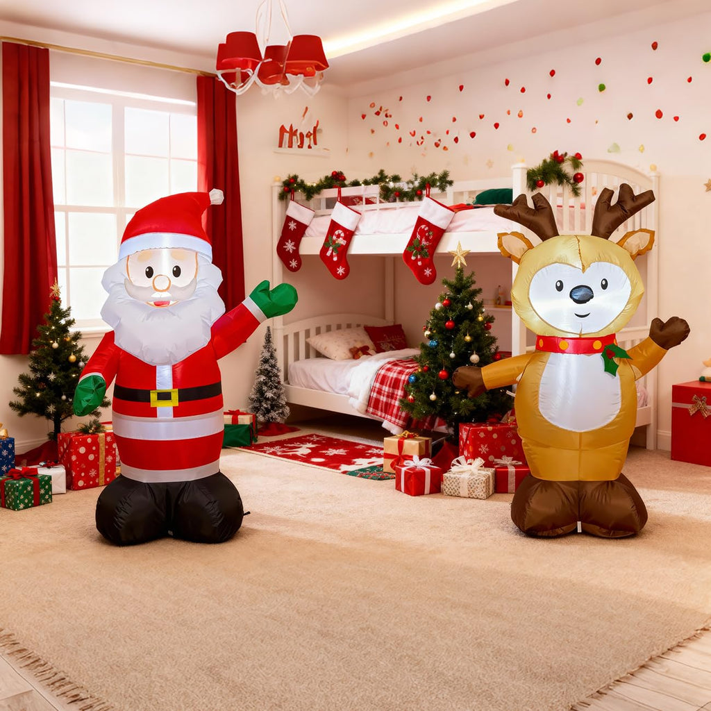 4ft Inflatable Santa Claus with LEDs, 30s-Auto Blow Up