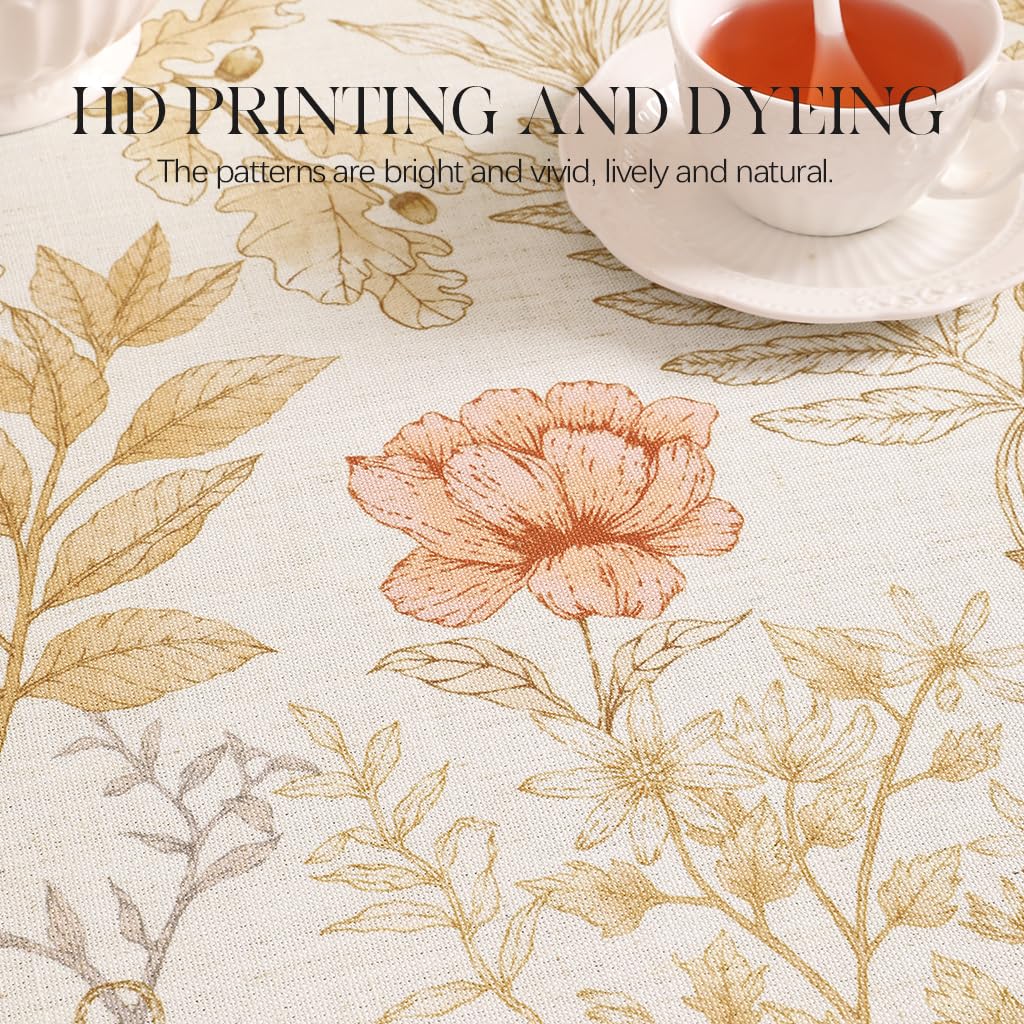 Designer French Farmhouse Fall Tablecloth, Rectangular, 110"x63"