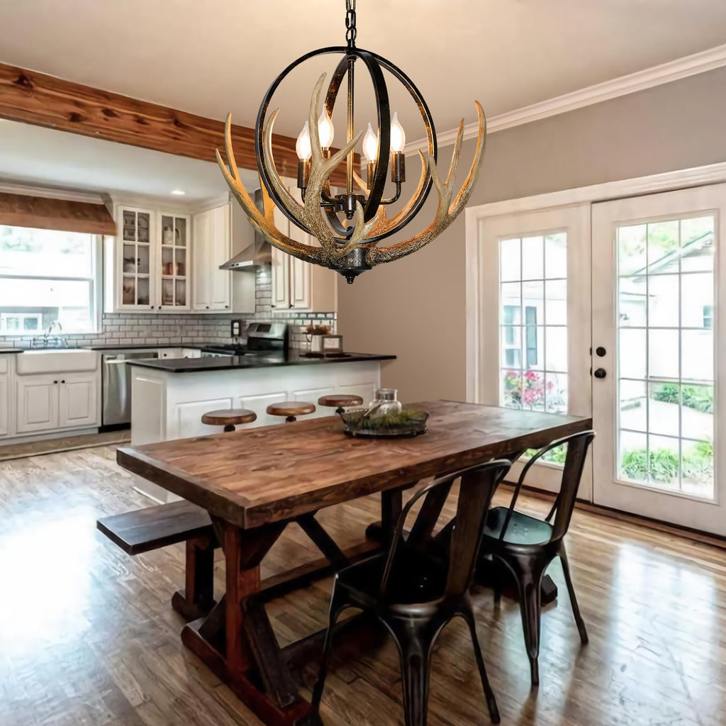 Large Rustic Antler Chandelier 4-Light