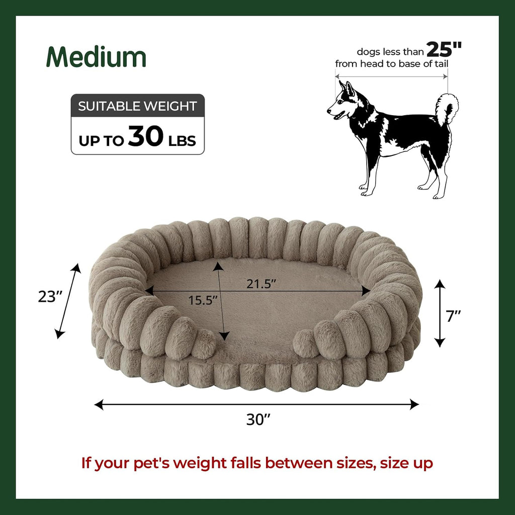 Calming Dog Bed for Medium Sized Dogs, Oval Washable Pet Bed with Sides, Orthopedic Pet Couch Sofa