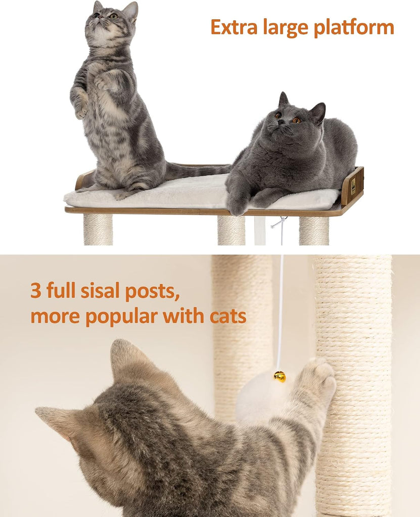 Modern Cat Tree for Large Cats, Full Sisal Cat Scratching Post
