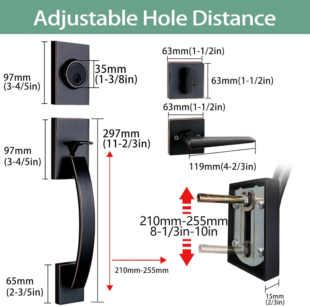 Double Front Door Entry Handle and Deadbolt Lock Set - Door Handleset
