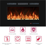 48'' Electric Fireplaces Inserts, Recessed & Wall-Mounted Fireplace Heater with Thermostat, Multicolor Flames,Timer