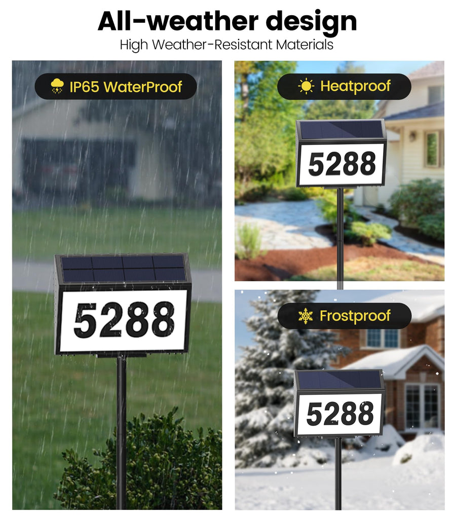 Solar Address Sign, House Numbers for Outside, LED Address Plaque