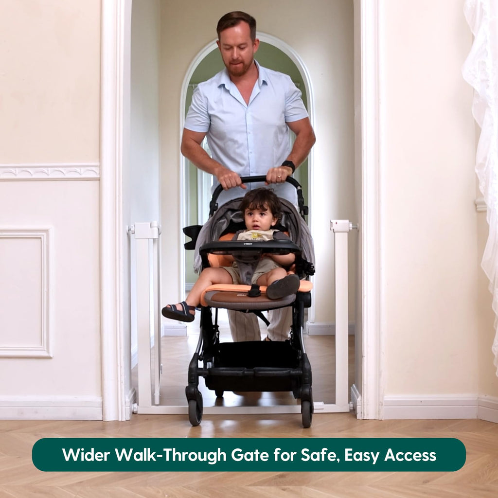 31-46" Baby Gate for Stairs, with Wide Door