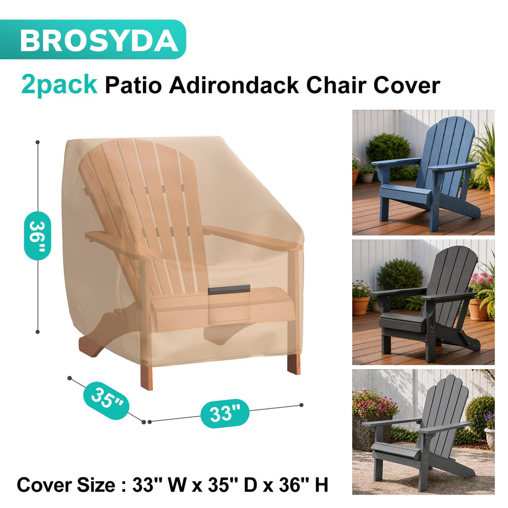 Adirondack Outdoor Chair Covers Waterproof 33"Wx35"Dx36"H, Brown