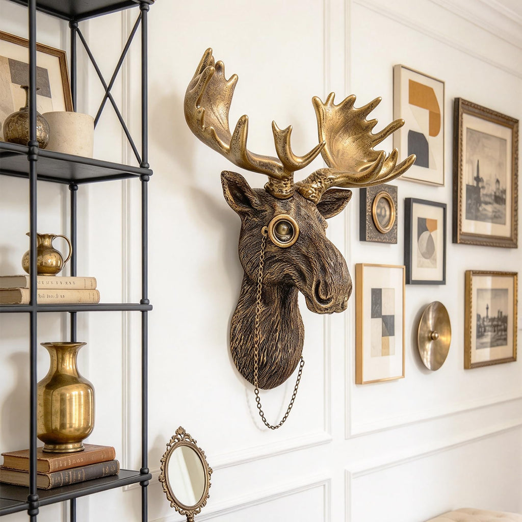 Animal Heads Wall Decoration Resin Animals Sculptures Head Wall Hanging Decor Gold vintage Wall Sculpture Bedroom