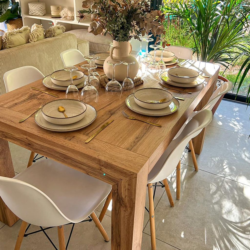 Iacopo Extendable Dining Table, 55, 1(86, 6) x35, 4 in, Rustic Oak, for 6-10 People, Expandable Dining Table, Italian