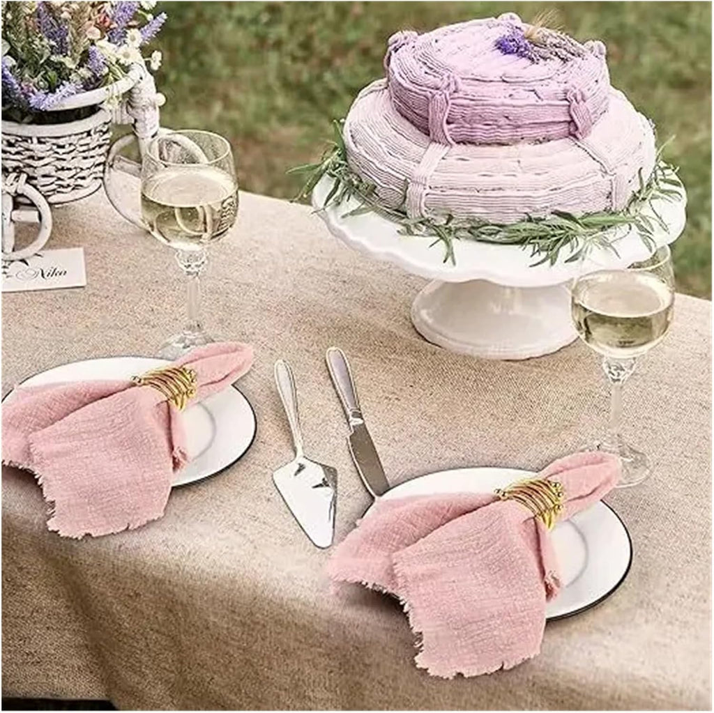 Linen Napkins 12pcs Washed Cotton and Linen Tasseled Edge Napkin Tablecloth Japanese Pleated Tea Tow