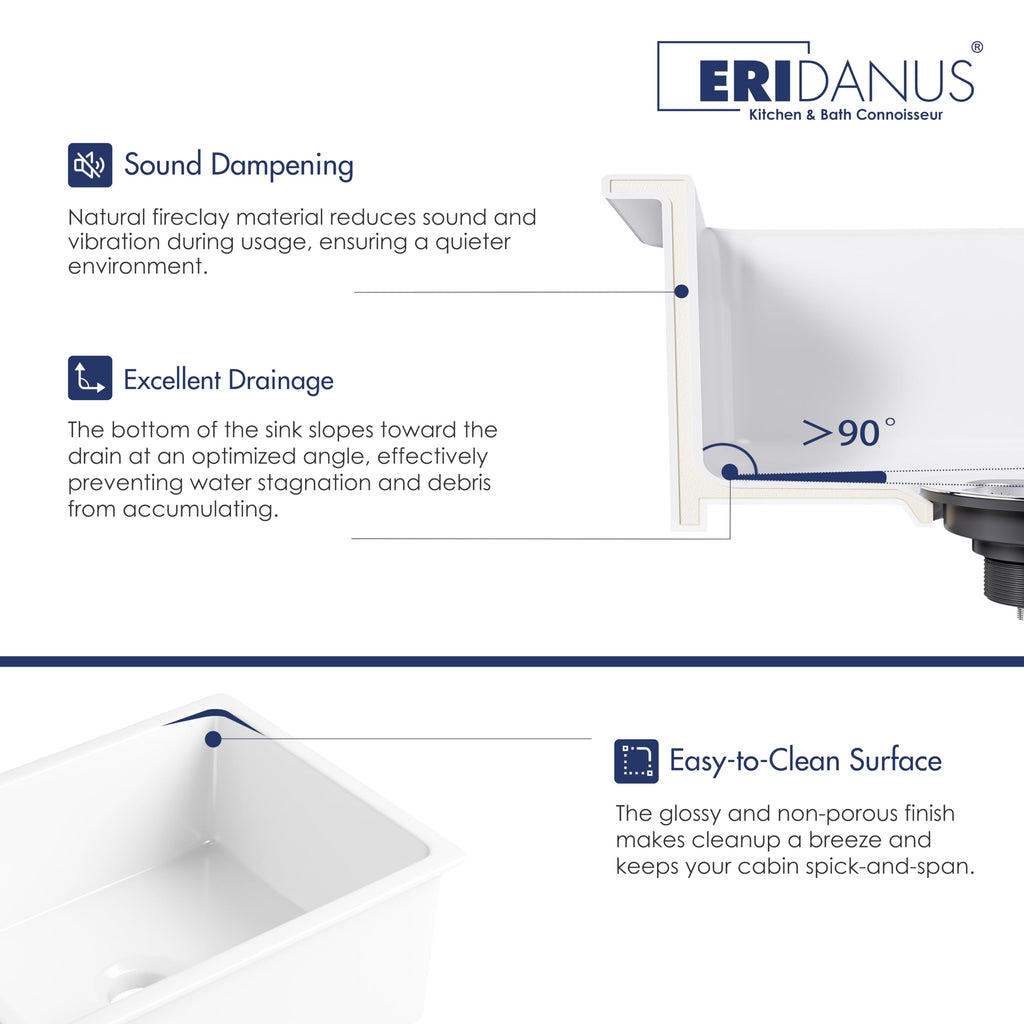 24 x 19 Inch Undermount or Drop In Fireclay White
