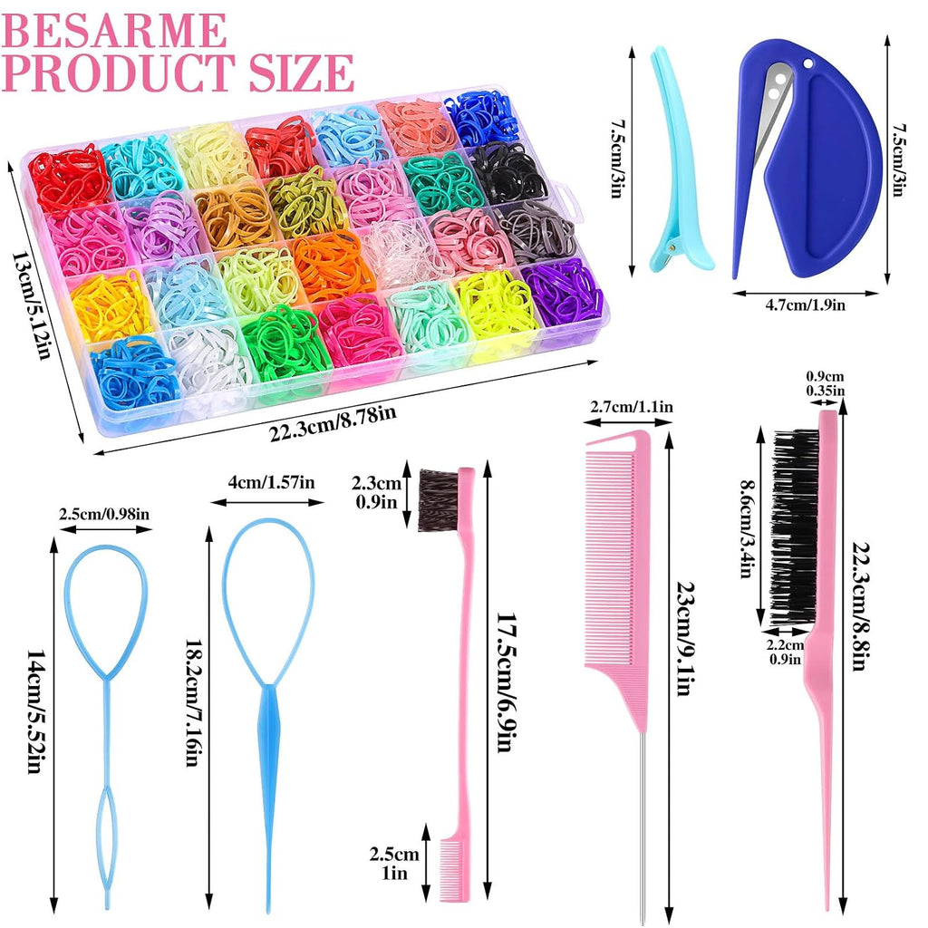 Hair Ties Accessories for Little Girls, 1500 Rubber Bands with 8 Hair Tools