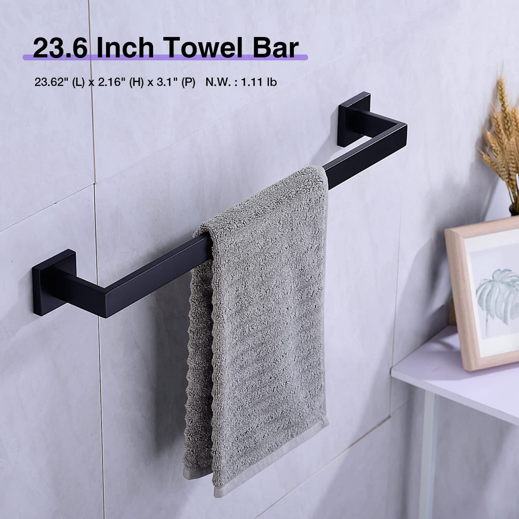 Matte Black 5-Piece Bathroom Hardware Set Wall Mount