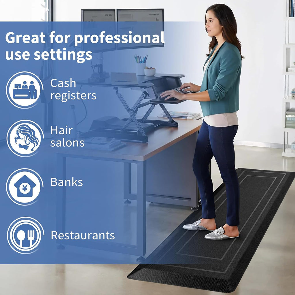 9/10"" Extra Thick Cushioned Anti Fatigue Kitchen Mat, Waterproof High Density Foam Standing Desk Mat, Non-Slip