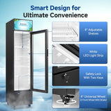 BODEGACOOLER Commercial Drink Fridge with Glass Door, Tall Beverage Cooler for B